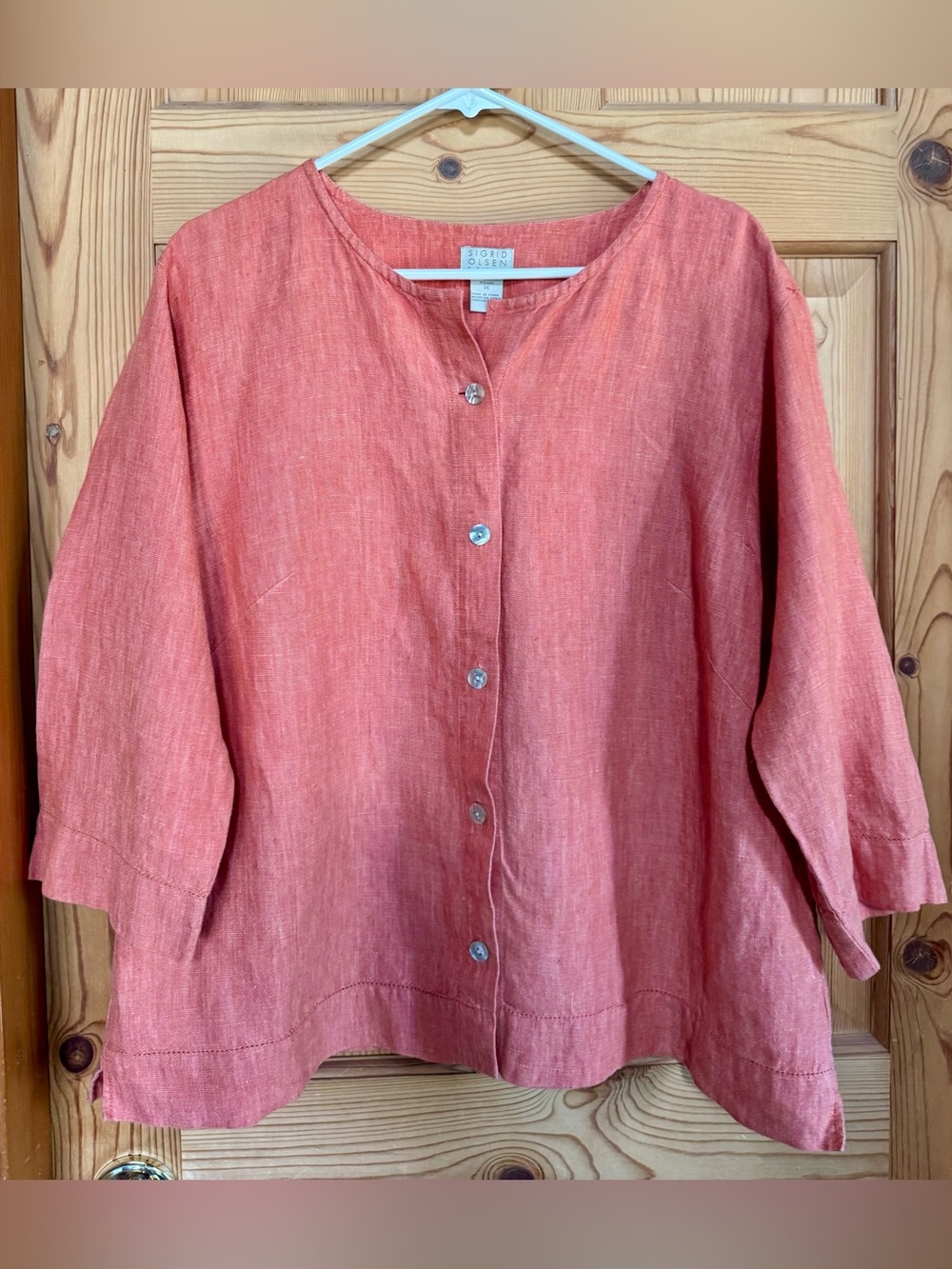 Sigrid Olsen Pumpkin Linen Button-Front Jacket/Top